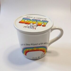 Have a Rainbow Day Coffee Tea Mug‎ Coaster Lid Hallmark Mug Mates Made Japan